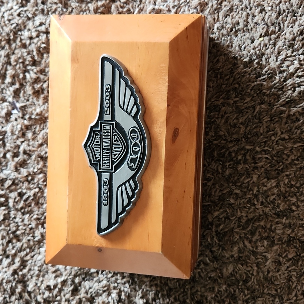 Harley Davidson wooden Box 100 anniversary.